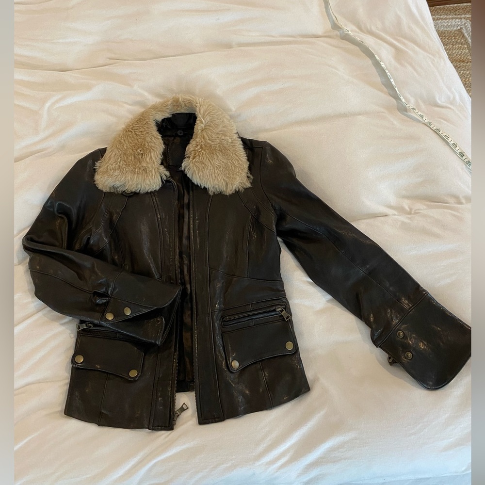 Banana Republic leather aviator style jacket